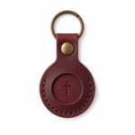 Iconic Cross Leather AirTag Holder - Burgundy
