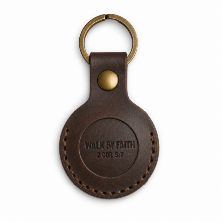 Walk by Faith Leather AirTag Holder - Dark Brown