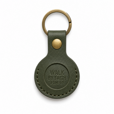 Walk by Faith Leather AirTag Holder - Olive Green