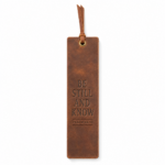 Be Still and Know Leather Bible Bookmark - Cognac Brown
