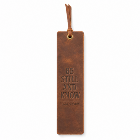 Be Still and Know Leather Bible Bookmark - Cognac Brown
