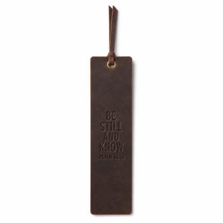 Be Still and Know Leather Bible Bookmark - Dark Brown