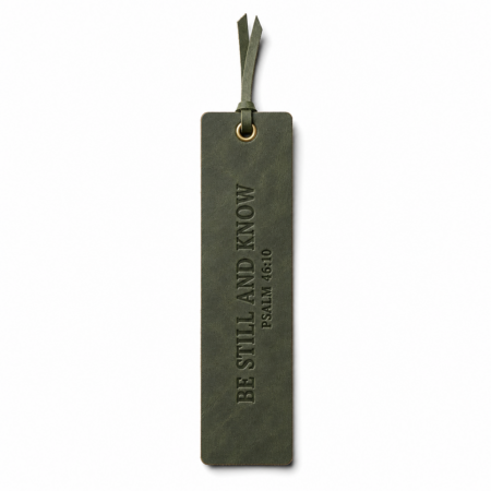 Be Still and Know Leather Bible Bookmark - Olive Green