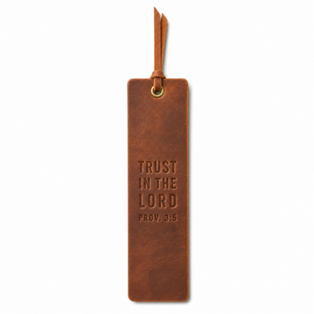 Trust in the Lord Leather Bible Bookmark - Cognac Brown