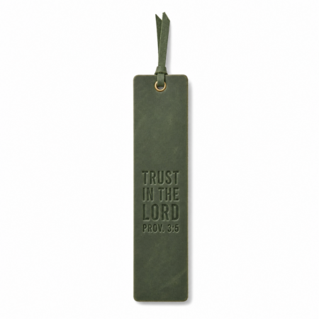 Trust in the Lord Leather Bible Bookmark - Olive Green
