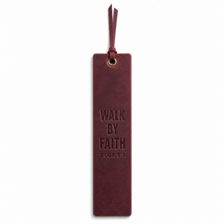 Walk by Faith Leather Bible Bookmark - Burgundy