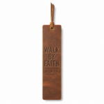 Walk by Faith Leather Bible Bookmark - Cognac Brown