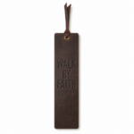 Walk by Faith Leather Bible Bookmark - Dark Brown