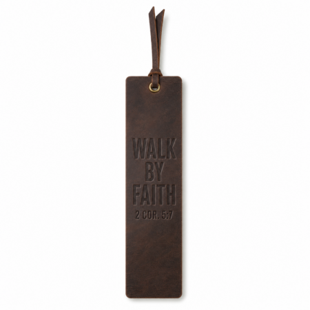 Walk by Faith Leather Bible Bookmark - Dark Brown