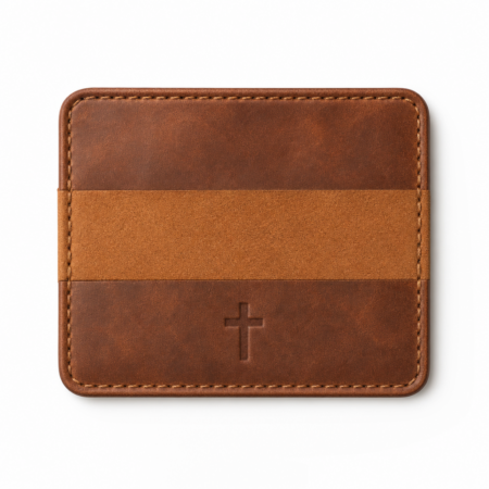 Iconic Cross Slim Leather Card Holder - Cognac Brown