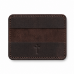 Iconic Cross Slim Leather Card Holder - Dark Brown