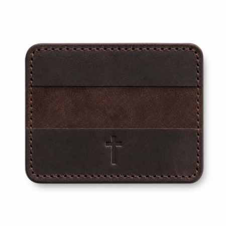 Iconic Cross Slim Leather Card Holder - Dark Brown
