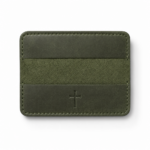 Iconic Cross Slim Leather Card Holder - Olive Green