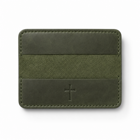 Iconic Cross Slim Leather Card Holder - Olive Green