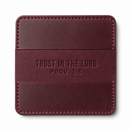 Trust in the Lord Slim Leather Card Holder - Burgundy