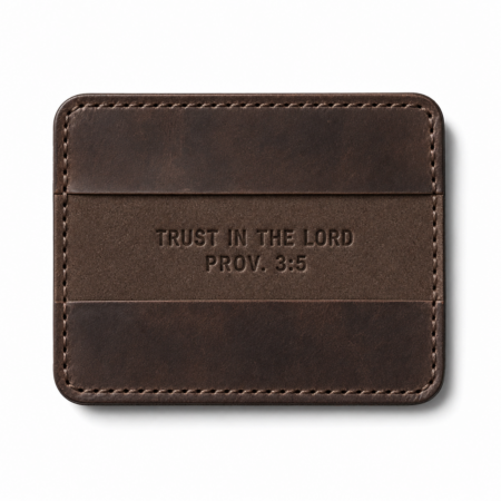 Trust in the Lord Slim Leather Card Holder - Dark Brown