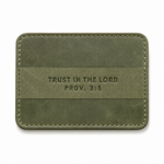 Trust in the Lord Slim Leather Card Holder - Olive Green