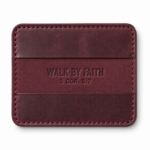 Walk by Faith Slim Leather Card Holder - Burgundy