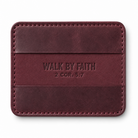 Walk by Faith Slim Leather Card Holder - Burgundy
