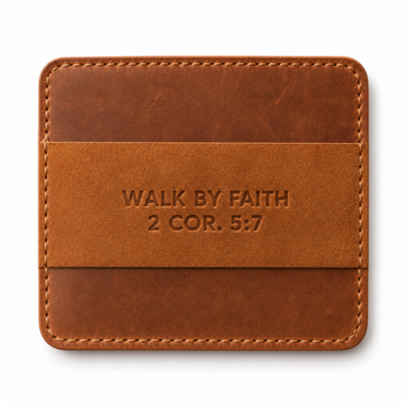 Walk by Faith Slim Leather Card Holder - Cognac Brown