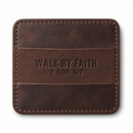 Walk by Faith Slim Leather Card Holder - Dark Brown