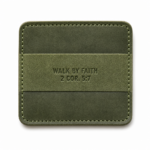 Walk by Faith Slim Leather Card Holder - Olive Green