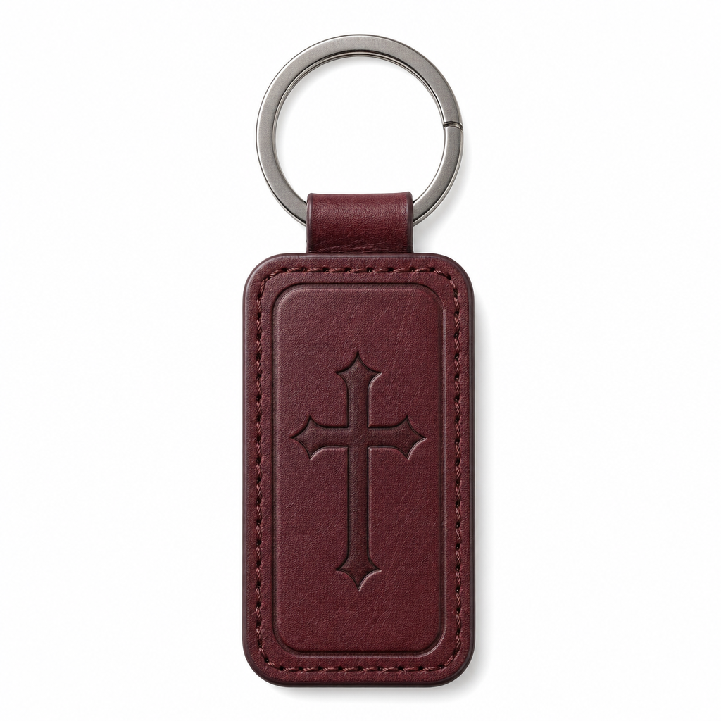 Christian gifts guide leather keychain