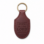Trust in the Lord Stitched Leather Keychain - Burgundy