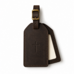 Iconic Cross Leather Luggage Tag - Dark Brown