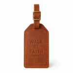 Walk by Faith Leather Luggage Tag - Cognac Brown