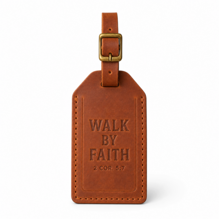 Walk by Faith Leather Luggage Tag - Cognac Brown
