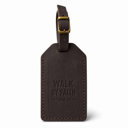 Walk by Faith Leather Luggage Tag - Dark Brown