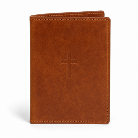 Iconic Cross Leather Passport Cover - Cognac Brown