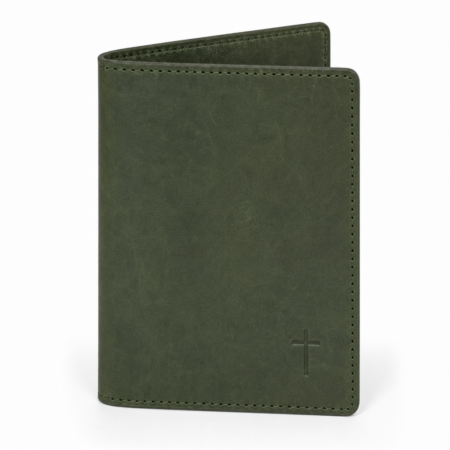 Iconic Cross Leather Passport Cover - Olive Green