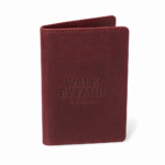 Walk by Faith Leather Passport Cover - Burgundy