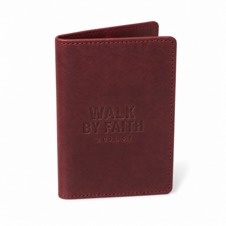 Walk by Faith Leather Passport Cover - Burgundy