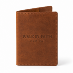 Walk by Faith Leather Passport Cover - Cognac Brown