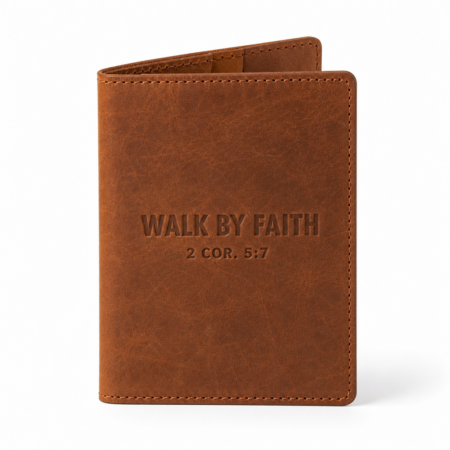 Walk by Faith Leather Passport Cover - Cognac Brown