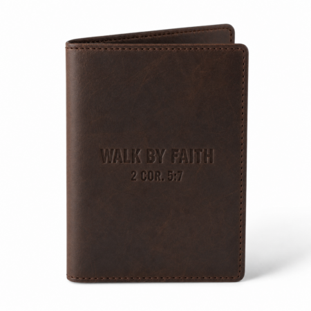 Walk by Faith Leather Passport Cover - Dark Brown