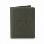 Walk by Faith Leather Passport Cover - Olive Green
