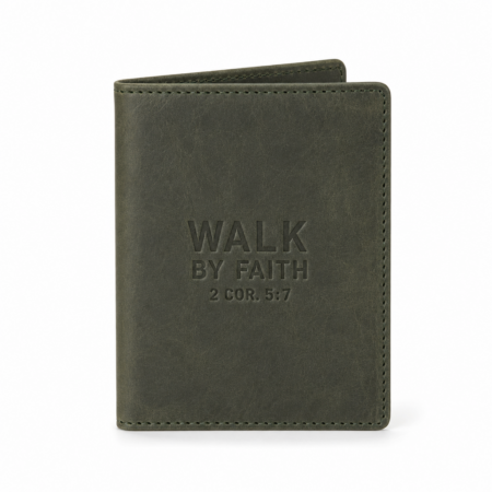 Walk by Faith Leather Passport Cover - Olive Green