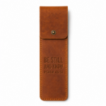 Be Still and Know Leather Pen Sleeve - Cognac Brown