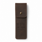 Be Still and Know Leather Pen Sleeve - Dark Brown