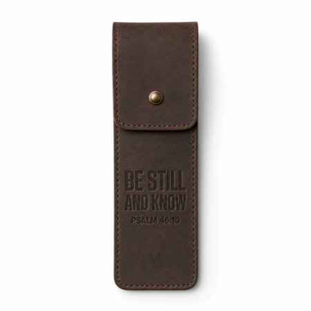Be Still and Know Leather Pen Sleeve - Dark Brown