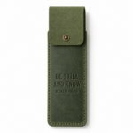 Be Still and Know Leather Pen Sleeve - Olive Green