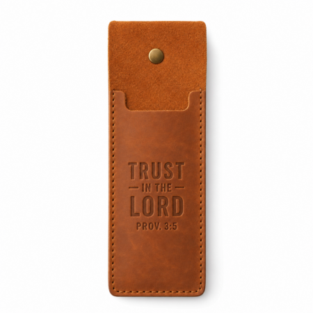 Trust in the Lord Leather Pen Sleeve - Cognac Brown