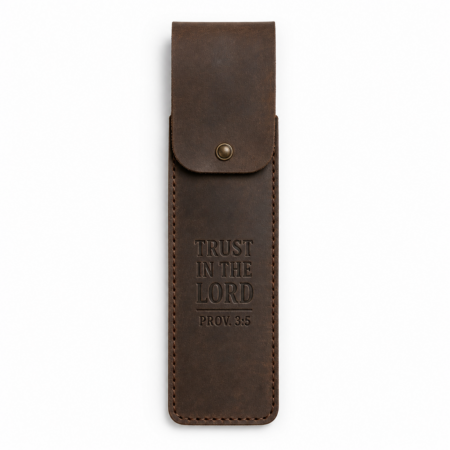 Trust in the Lord Leather Pen Sleeve - Dark Brown