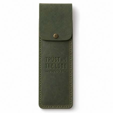 Trust in the Lord Leather Pen Sleeve - Olive Green
