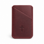 Iconic Cross Vertical Leather Card Holder - Burgundy