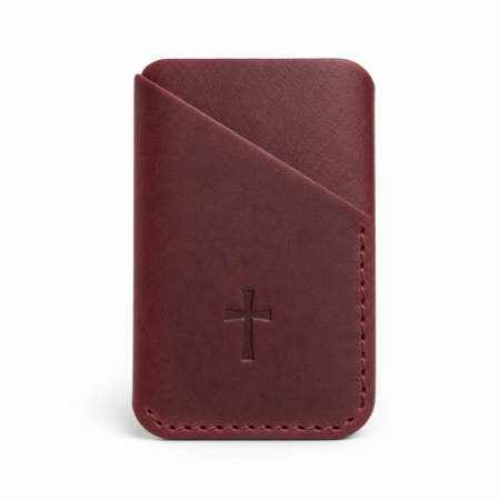 Iconic Cross Vertical Leather Card Holder - Burgundy
